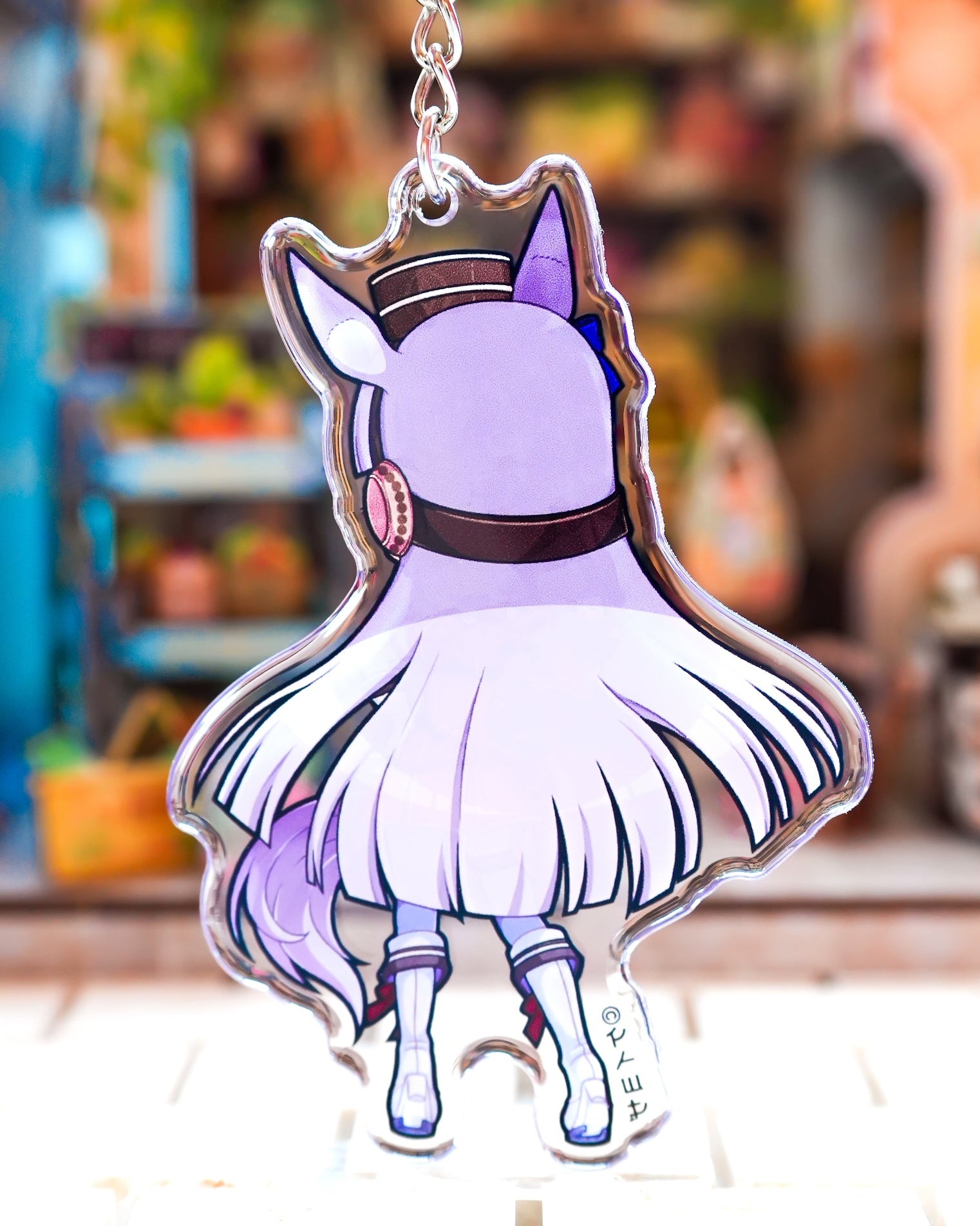 Anime character keychain with a blurred background golshi Gold Ship Uma Musume acrylic charm pretty derby
